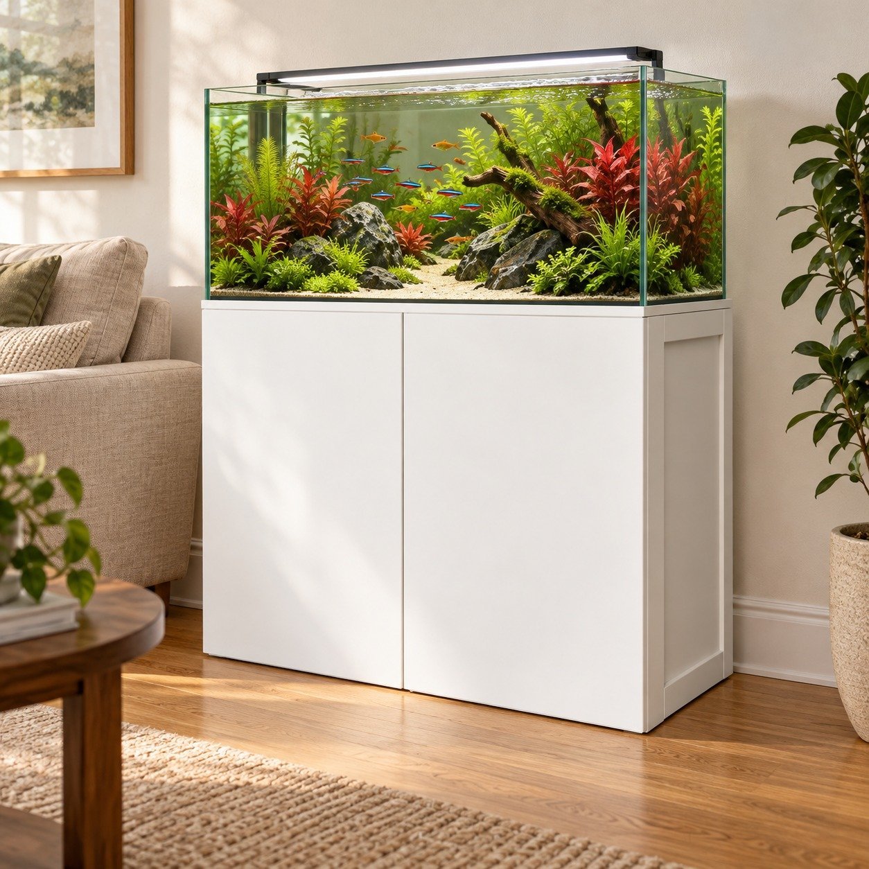 White aluminum aquarium stand